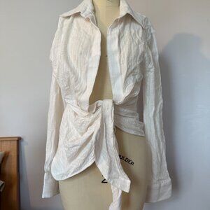JACQUEMUS White Les Sculptures 'La chemise Bahia' Shirt Size 34  Tie Button Up